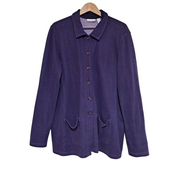 Cascade Blue Coat Women Size Extra Large Long Sleeve Button Down CollarJacket - Picture 1 of 11